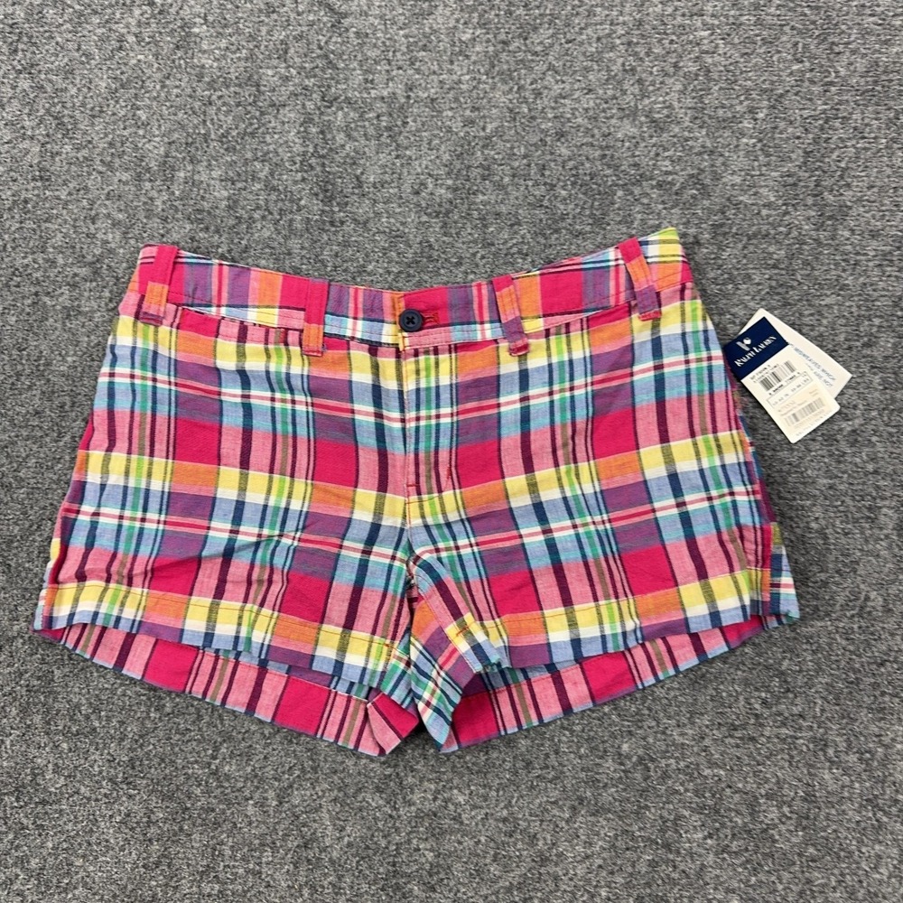 Ralph Lauren Shorts Girls 14 Multicolor Plaid Linen Cotton Chino 3 Inseam Summer